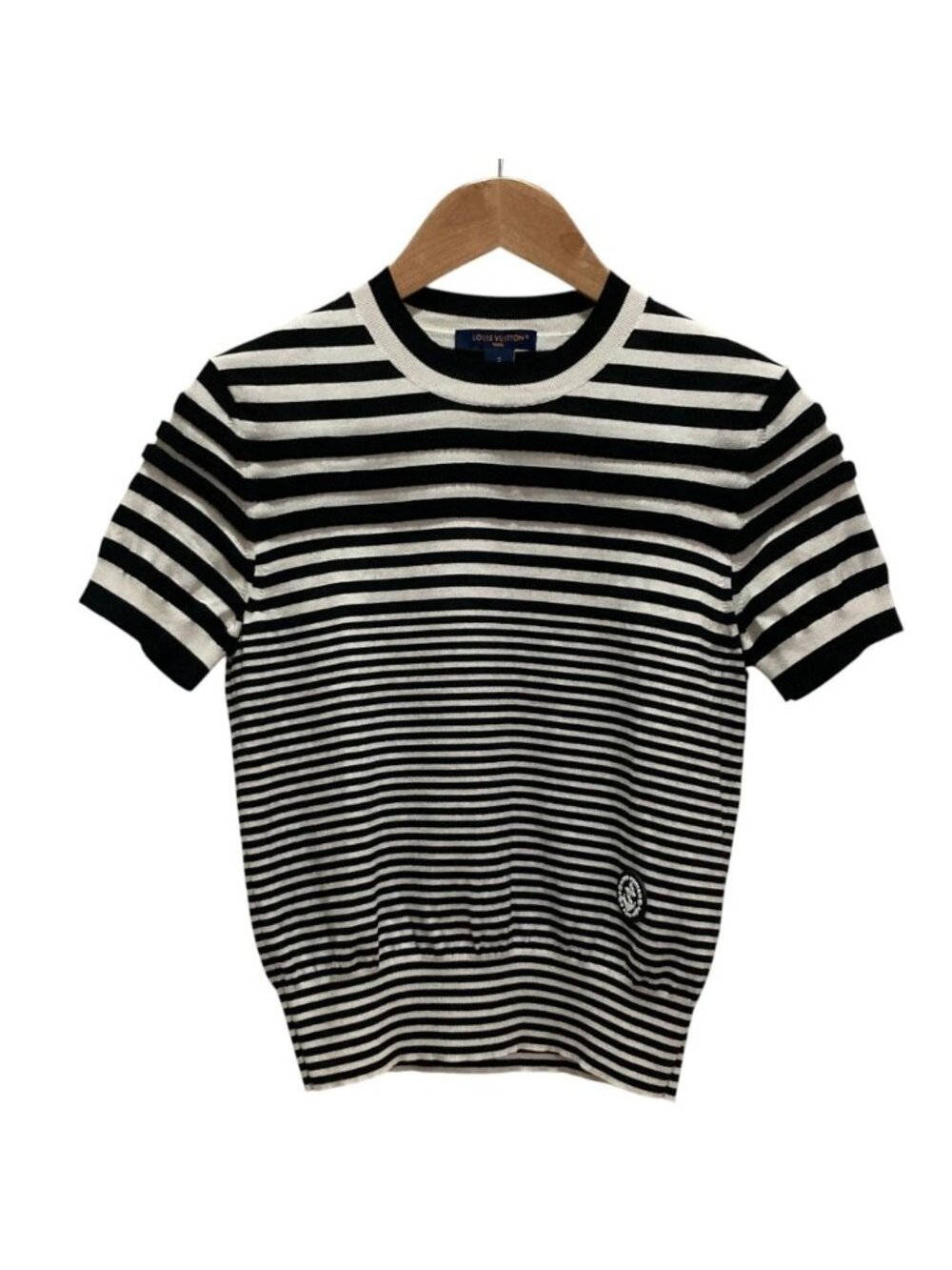 Louis Vuitton Border Wool Blend Knit Sweater Black White S